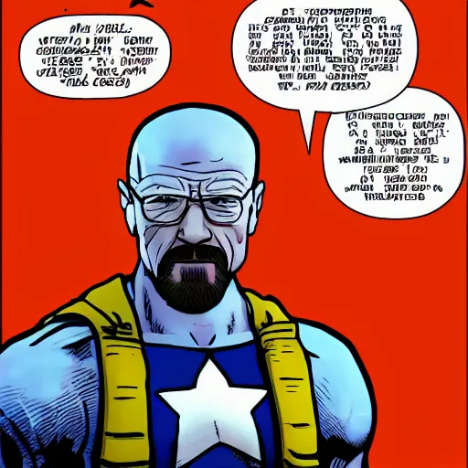 Image similar to walter white with captain america body