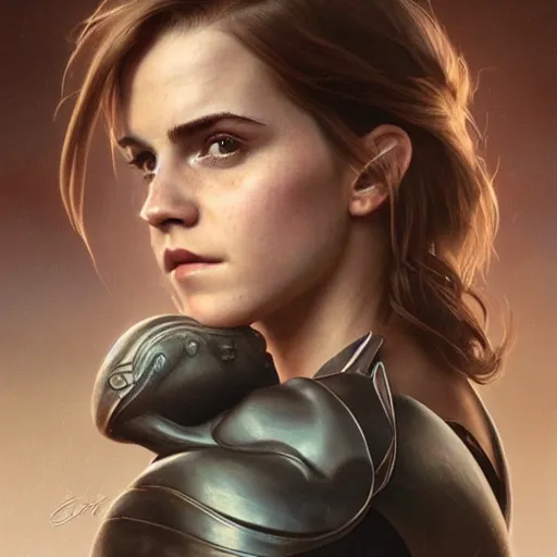 Prompt: portrait painting of a muscular emma watson, ultra realistic, concept art, intricate details, eerie, highly detailed, photorealistic, octane render, 8 k, unreal engine. art by artgerm and greg rutkowski and alphonse mucha