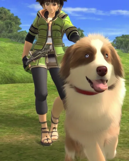 Image similar to australian shepherd with mio in xenoblade chronicles