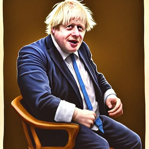 Image similar to boris johnson as a court jester, painting, by weta digital