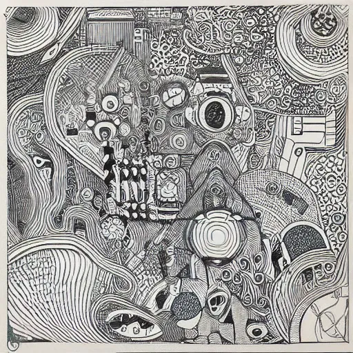 Image similar to “geometrically surreal streets, extremely high detail, photorealistic, intricate line drawings, dotart, album art in the style of James Jean”