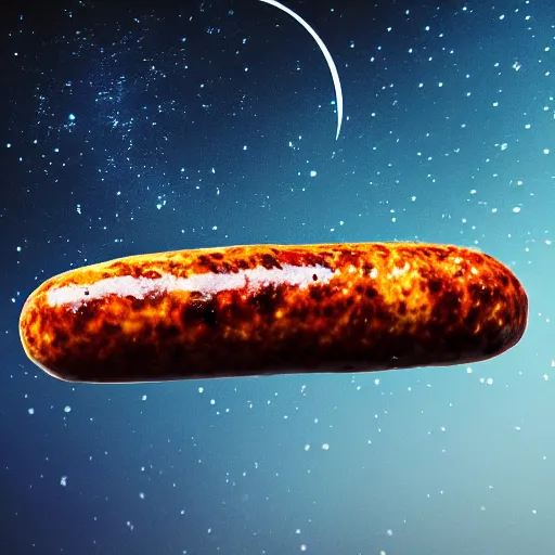 Image similar to CHORIZO sausage, night sky, 8k, photograph, photorealistic