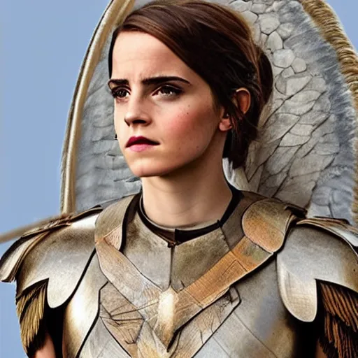 Prompt: emma watson, hyper - realistic, dressed as a valkyrie