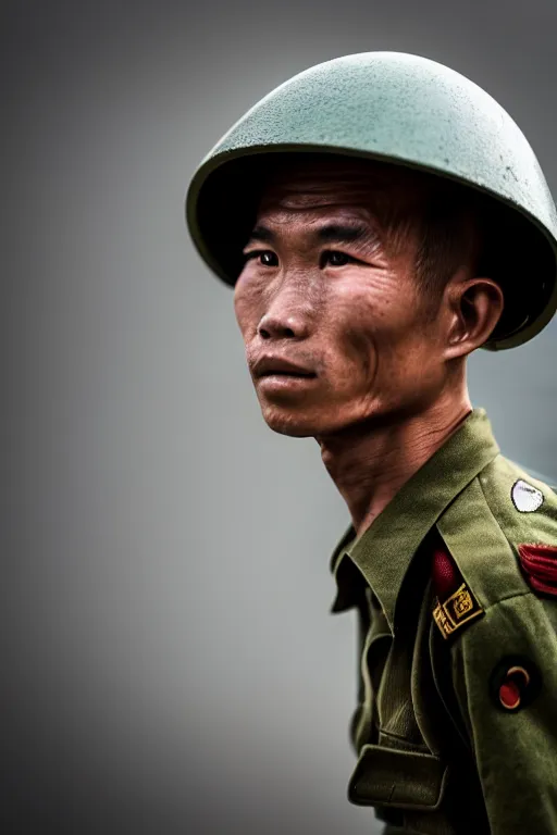 Image similar to vietnam soldier with skateboard, pulitzer award, captured by nikon d 8 5 0, 4 k, body features, face features, bokeh, proportional object features, by daniel berehulak and adnan abidi