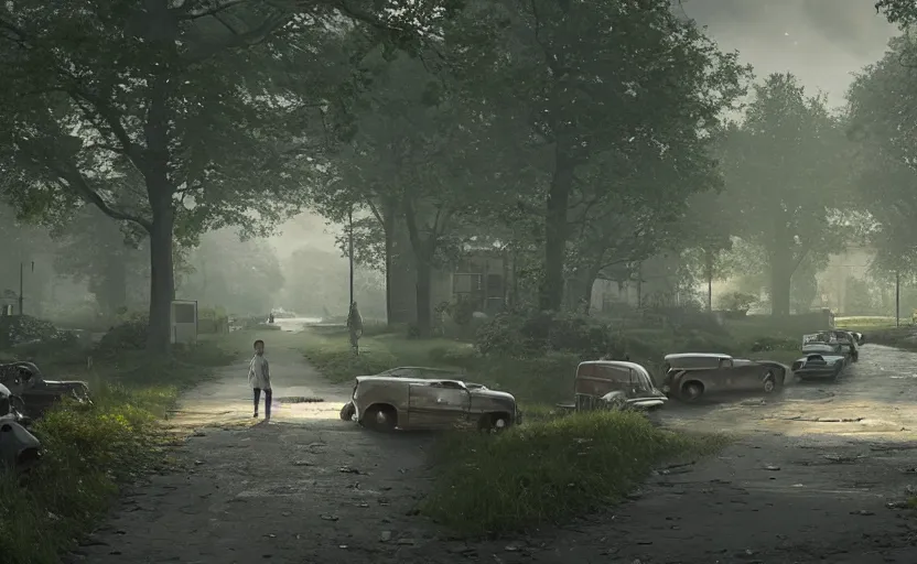 Image similar to london reclaimed by nature, a photorealistic painting by gregory crewdson, cgsociety, playstation 5 screenshot, matte painting, cryengine