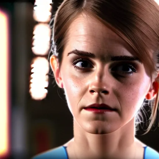 Image similar to Emma Watson in Star Trek, XF IQ4, f/1.4, ISO 200, 1/160s, 8K, Sense of Depth, color and contrast corrected, edited, Dolby Vision, symmetrical balance, in-frame