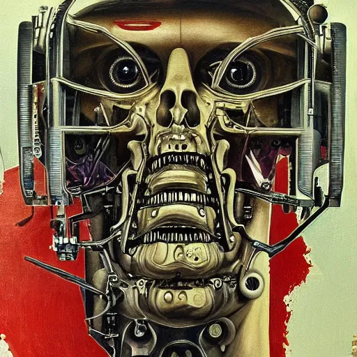 Image similar to i'm machine, i'm obsolete, in the land of the free, lobotomy. beautiful and detailed painting by grislaw ludovek ( 1 9 7 5 ).