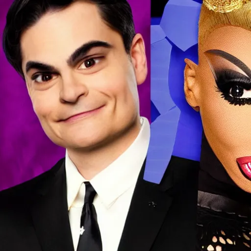 Image similar to ben shapiro in drag on ru paul's drag race