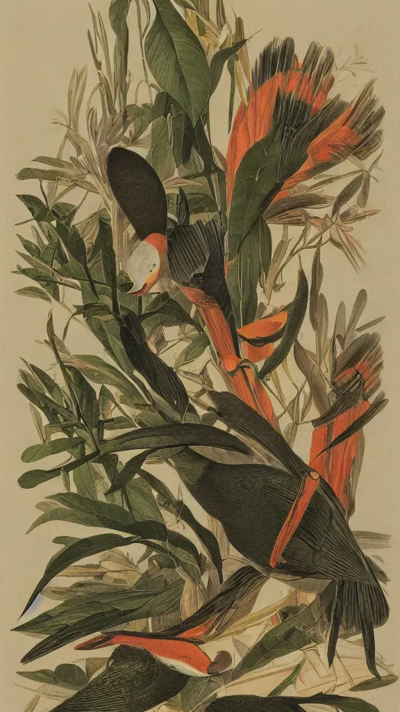 Image similar to a collection of abstract objects, illustration by john james audubon circa 1 8 3 8