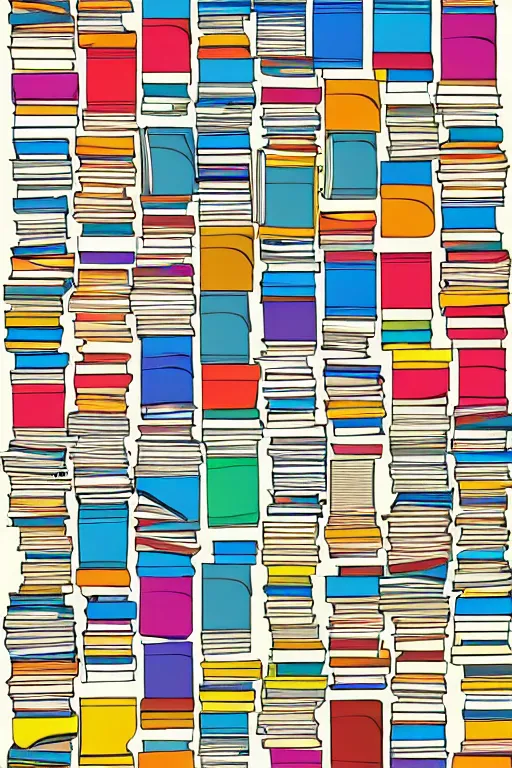 Image similar to books colorful clean cel shaded vector art