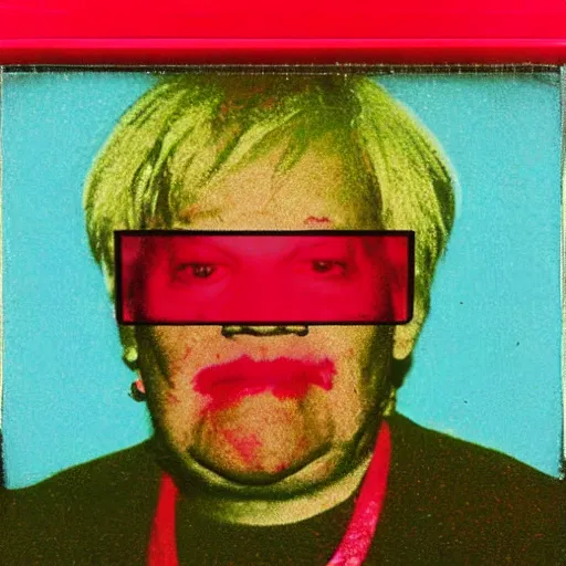 Prompt: color polaroid portrait of a fat man by andy warhol. holga