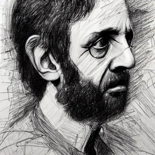 Image similar to a realistic yet scraggly portrait sketch of the side profile of a stern and sophisticated young ringo starr, trending on artstation, intricate details, in the style of frank auerbach, in the style of sergio aragones, in the style of martin ansin, in the style of david aja, in the style of mattias adolfsson