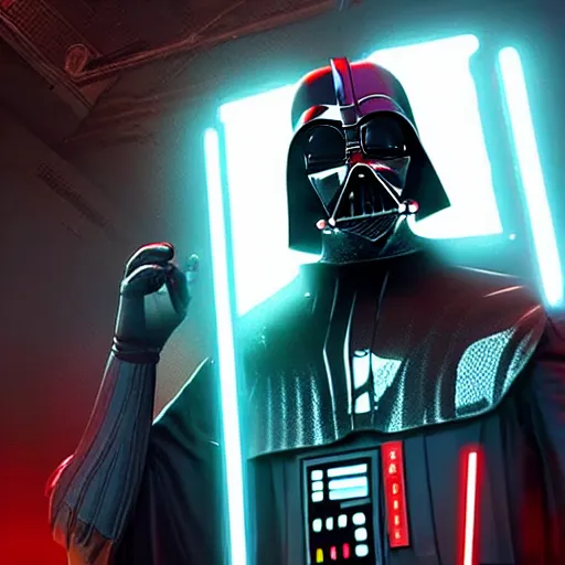 Image similar to darth vader with augmentations cyberpunk 2 0 7 7