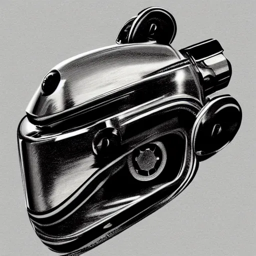 Image similar to curled up robot dog. in the style of syd mead. concept art. sci fi art. chrome. futuristic art.