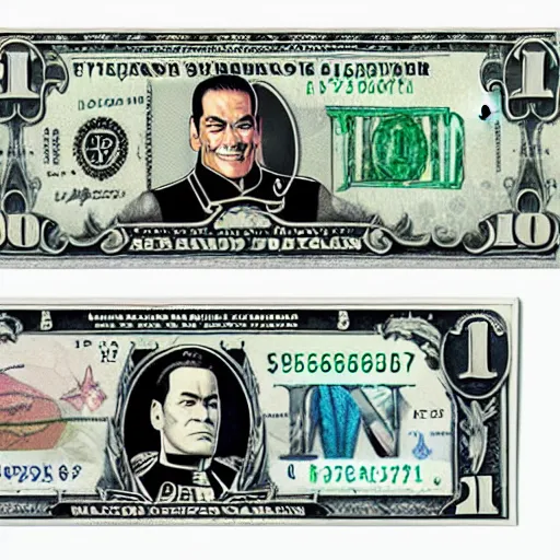 Image similar to Raul Julia's M. Bison, bison dollar notes