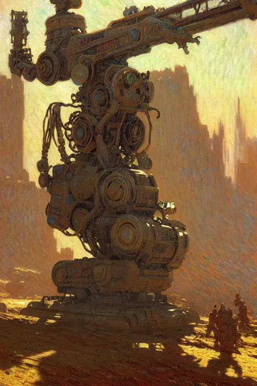 Prompt: fallout, huge machine robot, cool tint, painting by, gaston bussiere, craig mullins, j. c. leyendecker, claude monet