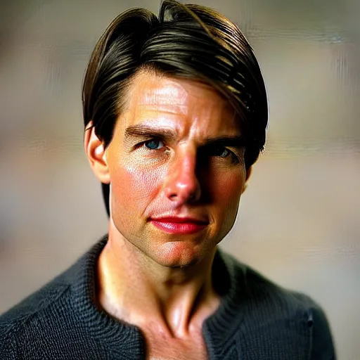 Prompt: a portrait photo of 25 year old tom cruise, with a fearful expression, looking forward