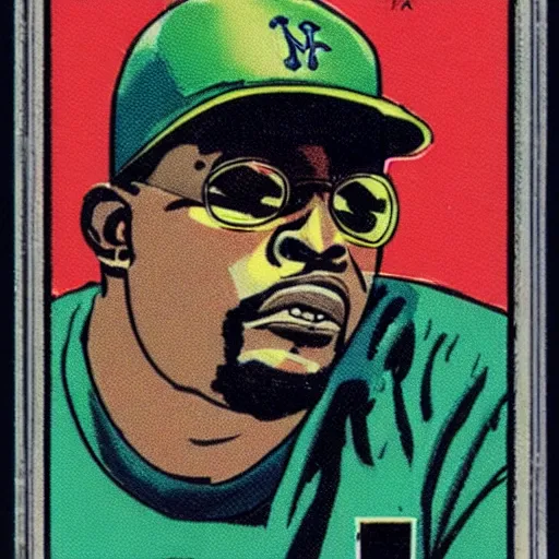 Prompt: mf doom, baseball card