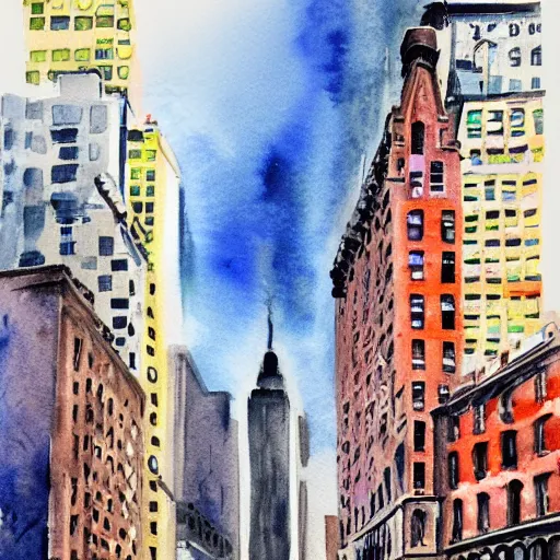 Prompt: city of new york, watercolor