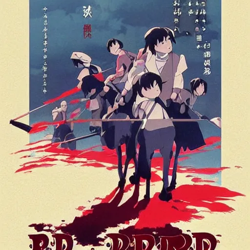 Image similar to film still Poster of the red parade, by Dice Tsutsumi, Makoto Shinkai, Studio Ghibli, playstation 2 printed game poster cover, cover art, poster, poster!!!