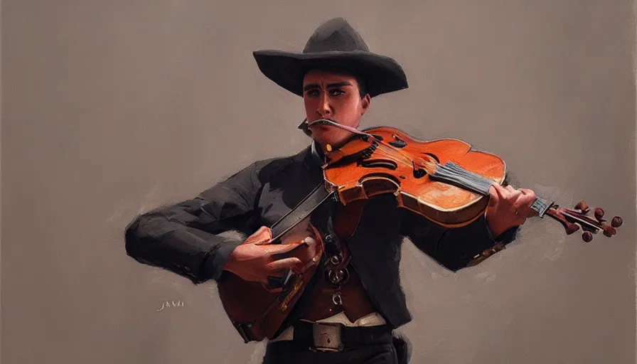 Image similar to mariachi, cinematic shot, concept art oil painting by jama jurabaev, extremely detailed, brush hard, artstation, high quality, brush stroke