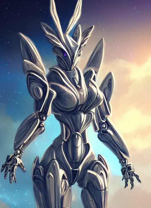 Image similar to goddess shot, galactic sized stunning beautiful anthropomorphic robot mecha female dragon, in space, larger than planets, posing elegantly, holding earth in sharp hand, detailed silver armor, epic proportions, epic scale, ultra detailed digital art, furry art, macro art, dragon art, giantess art, warframe fanart, furaffinity, deviantart, realistic