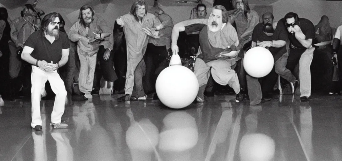 Prompt: The Big Lebowski bowling at the Star Wars Cantina