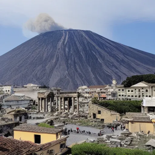 Image similar to ancient Roman city engulfed by volcano