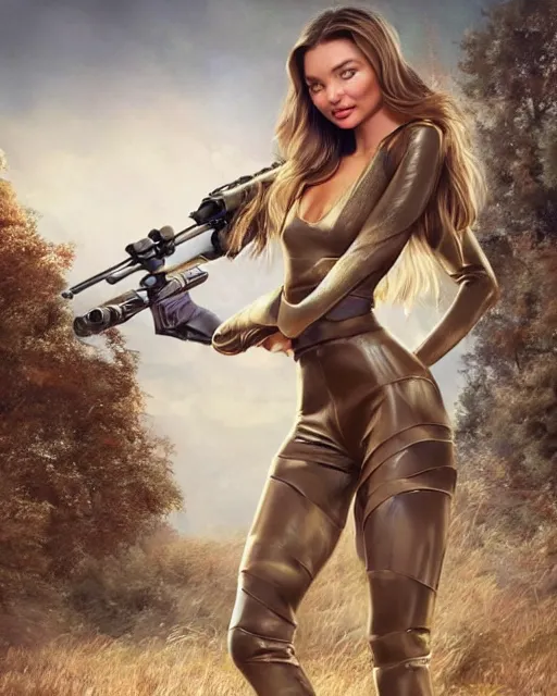 Prompt: miranda kerr with long blonde hair versus long barreled 9 0 sniper rifle : : weta disney pixar movie fullbody still photo : : hi - fructose, sci fi decadent highly - detailed digital painting, golden ratio, octane render, artstation, smooth, sharp focus, artgerm, mucha, loish, wlop : :