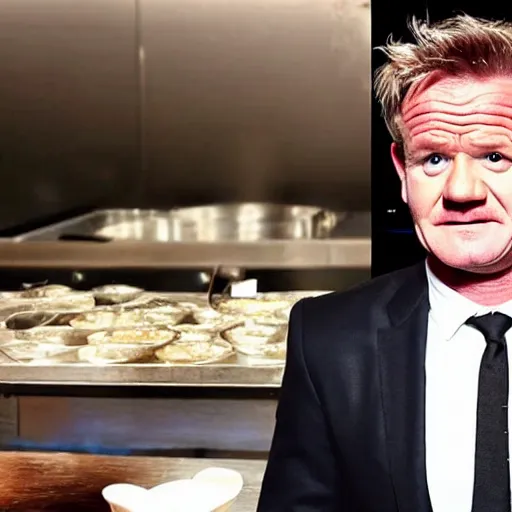 Prompt: < photo hd trending > gordon ramsey upset about being served boiled rocks < photo >