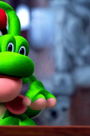 Image similar to very very intricate photorealistic photo of yoshi in an episode of game of thrones, photo is in focus with detailed atmospheric lighting, award - winning details