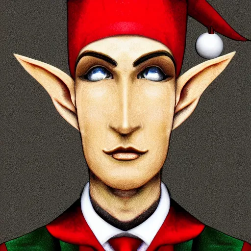 Prompt: an elf in a suit, gatsby hat, detailed portrain, hd, 4 k