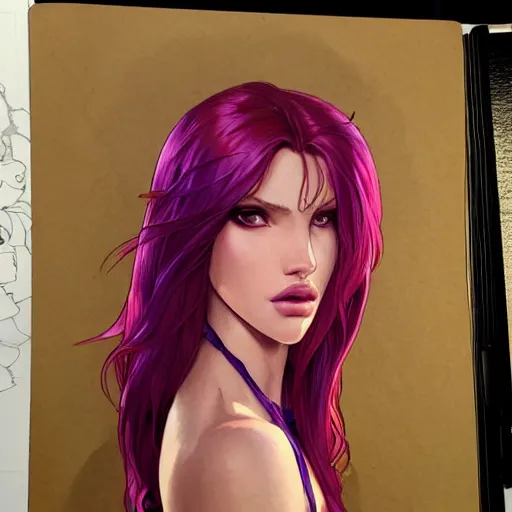 Image similar to ultra realistic illustration, bella thorne as starfire anime, intricate, elegant, highly detailed, digital painting, artstation, concept art, smooth, sharp focus, illustration, art by artgerm and greg rutkowski and alphonse mucha and wlop