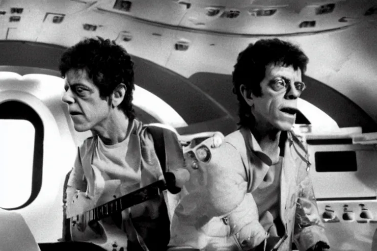 Image similar to lou reed on the bridge of a starship, movie still