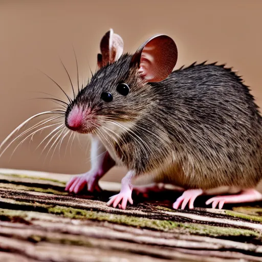 Prompt: photo of a mouse with dinosaur spines and spikes