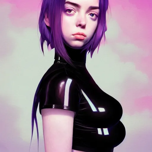 Prompt: a beautiful billie eilish christina hendricks alluring instagram model in latex tank top, by guweiz and wlop and ilya kuvshinov and artgerm and makoto shinkai and studio ghibli, symmetrical eyes, aesthetic, gorgeous, stunning, alluring, attractive, artstation, deviantart, pinterest, digital art