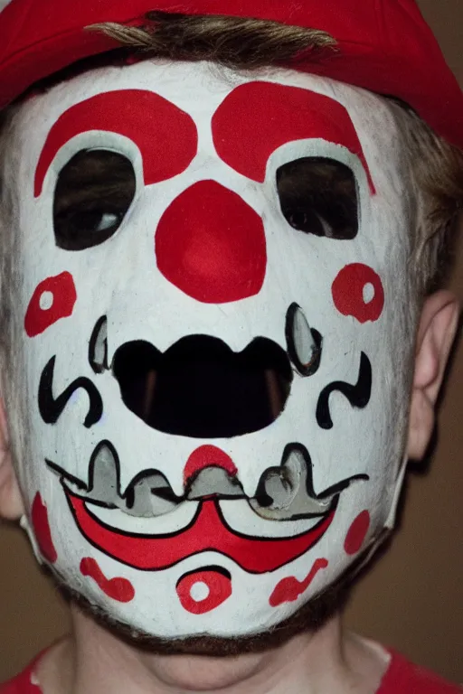 Image similar to 35mm photo of Mario in a day of the dead mask