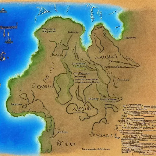 Image similar to fantasy map of an undiscovered continent, azeroth, roshar, hawaiian islands