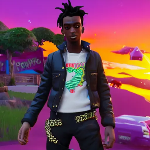 Image similar to playboi carti in fortnite 4 k detailed super realistic