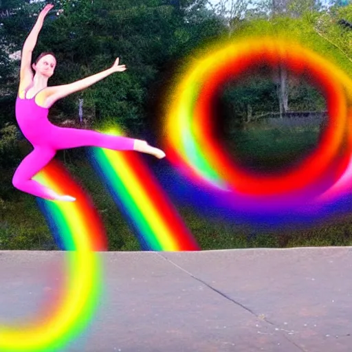 Image similar to acrobatic dance ensemble juggling rainbow fire