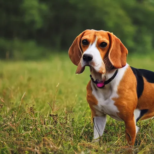 Image similar to beagle in a field, movie still, photography, DSLR 35mm, low light photography,