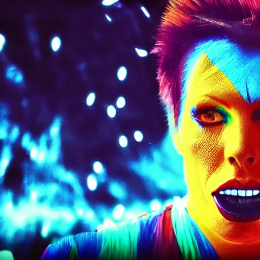 Image similar to ziggy stardust from Mars anamorphic illusion 4k