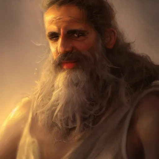 Image similar to Greek man, high resolution fantasy concept art, realistic, intricate details, soft lighting