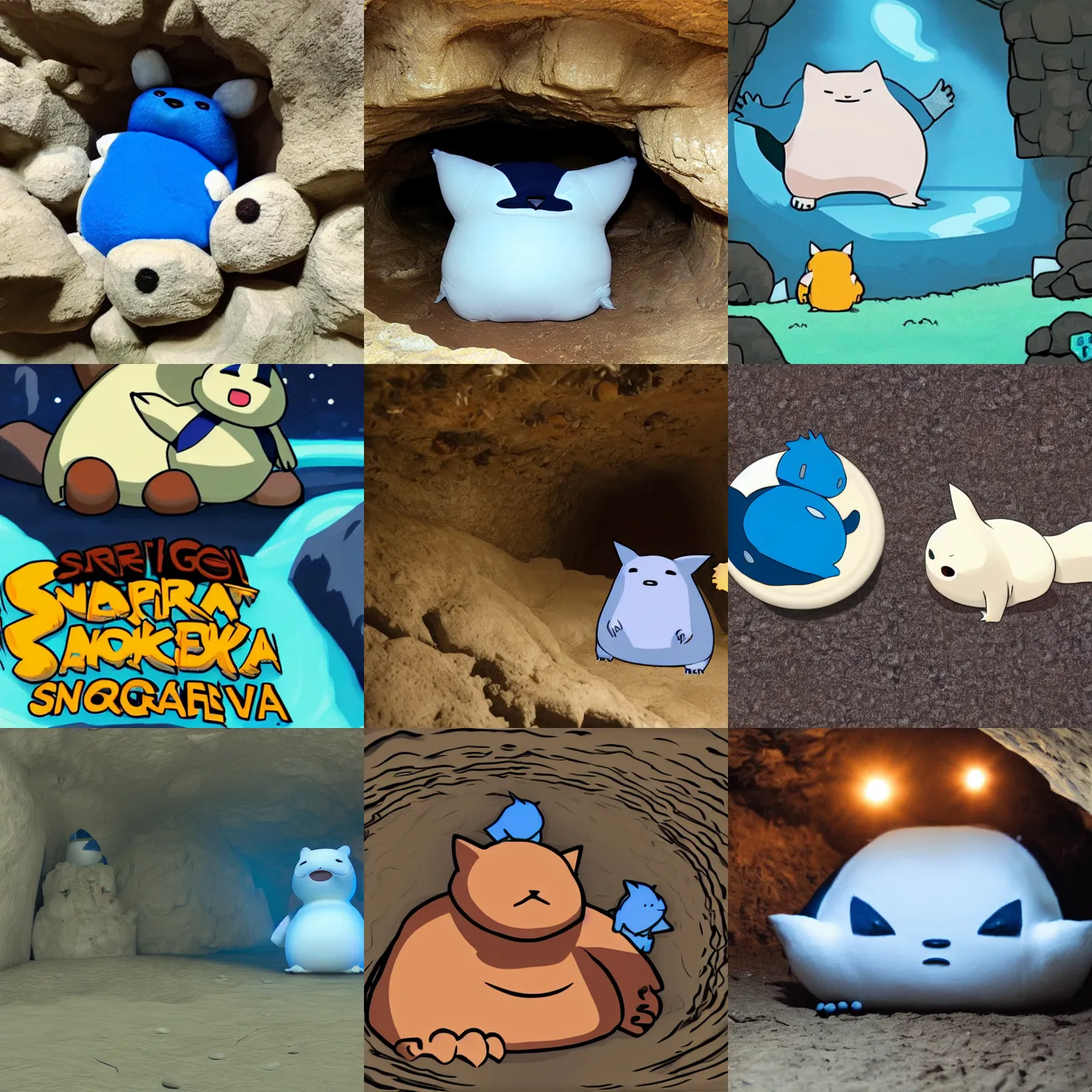 Prompt: cave plugged with a snorlax