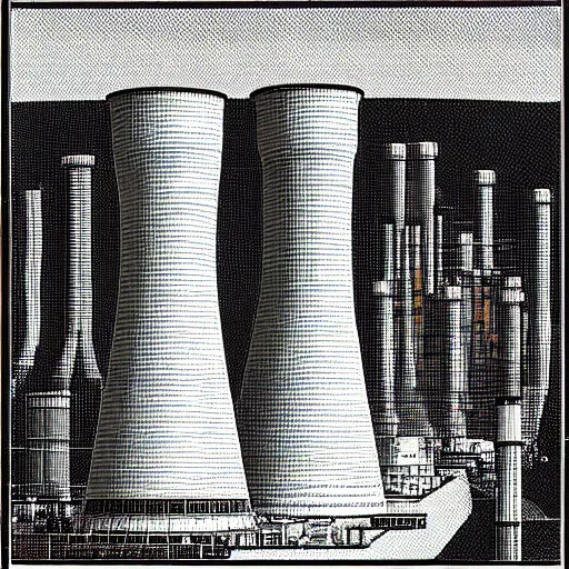 Image similar to A Masterpiece Landscape of a broken down nuclear power station, Nuclear blast imminent, nuclear reactor going critical, Graphic Novel, Pastel Art, Filmic, TriX 400 TX, Electron Microscope, 3D, Beyond Dimensiona, 4k HD, Geometric, Isohedral, Essence, Powerful, Phosphor Display, Multiscopy, DeNoise, insanely detailed and intricate, hypermaximalist, elegant, ornate, hyper realistic, super detailed. No watermark, no blurry, no cropped. Artstation by Hayao Myazaki