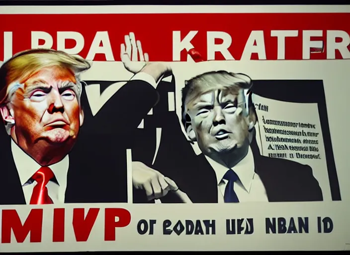 Image similar to donald trump in a communist propaganda poster promoting labour