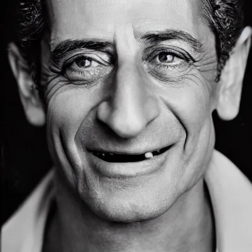 Prompt: hyper realistic and detailed vintage portrait photo of Nicolas Sarkozy with golden teeth, by Annie Leibovitz, Leica SL2 50mm HD