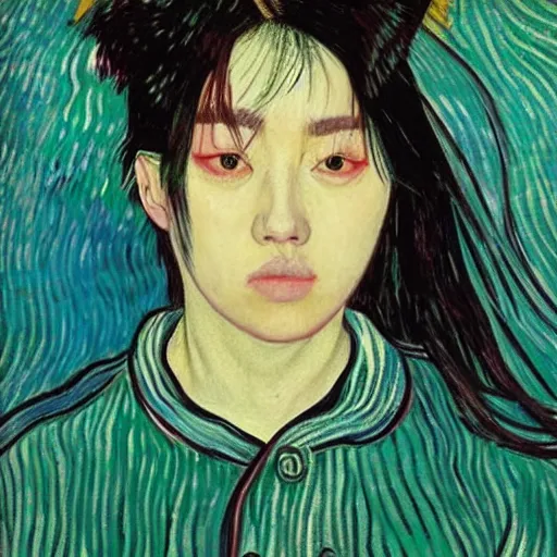 Image similar to korean billie eilish by vincent van gogh