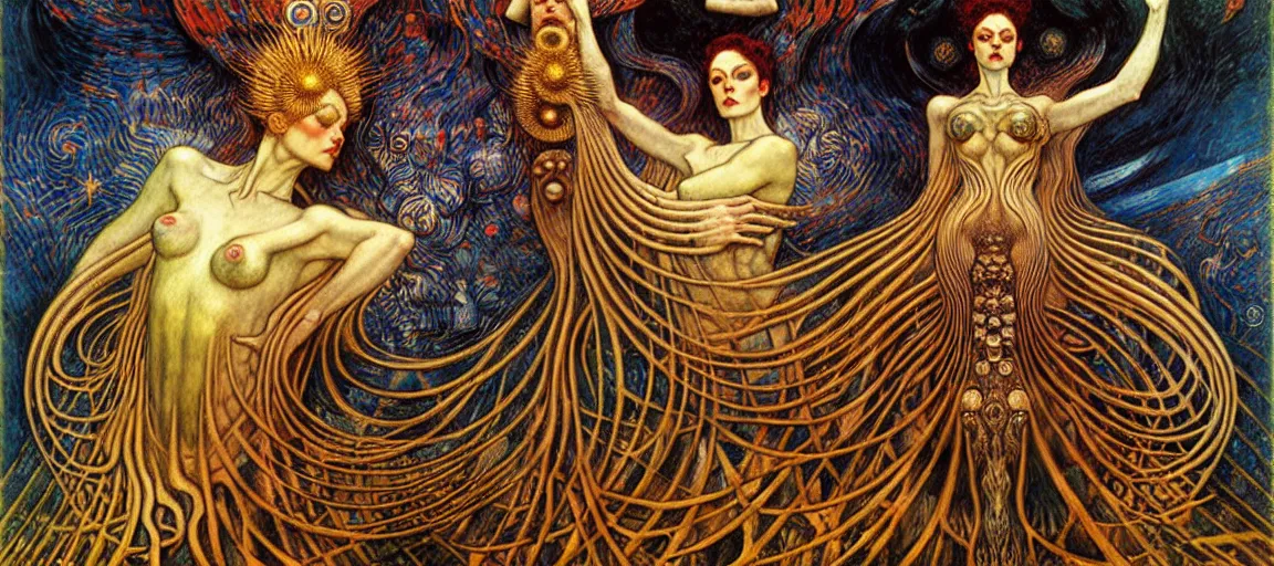 Image similar to Divine Chaos Engine by Karol Bak, Jean Delville, William Blake, Gustav Klimt, and Vincent Van Gogh, symbolist, visionary