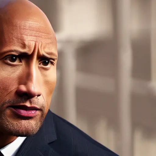 Image similar to Dwayne Johnson as FBI in movie directed by Christopher Nolan